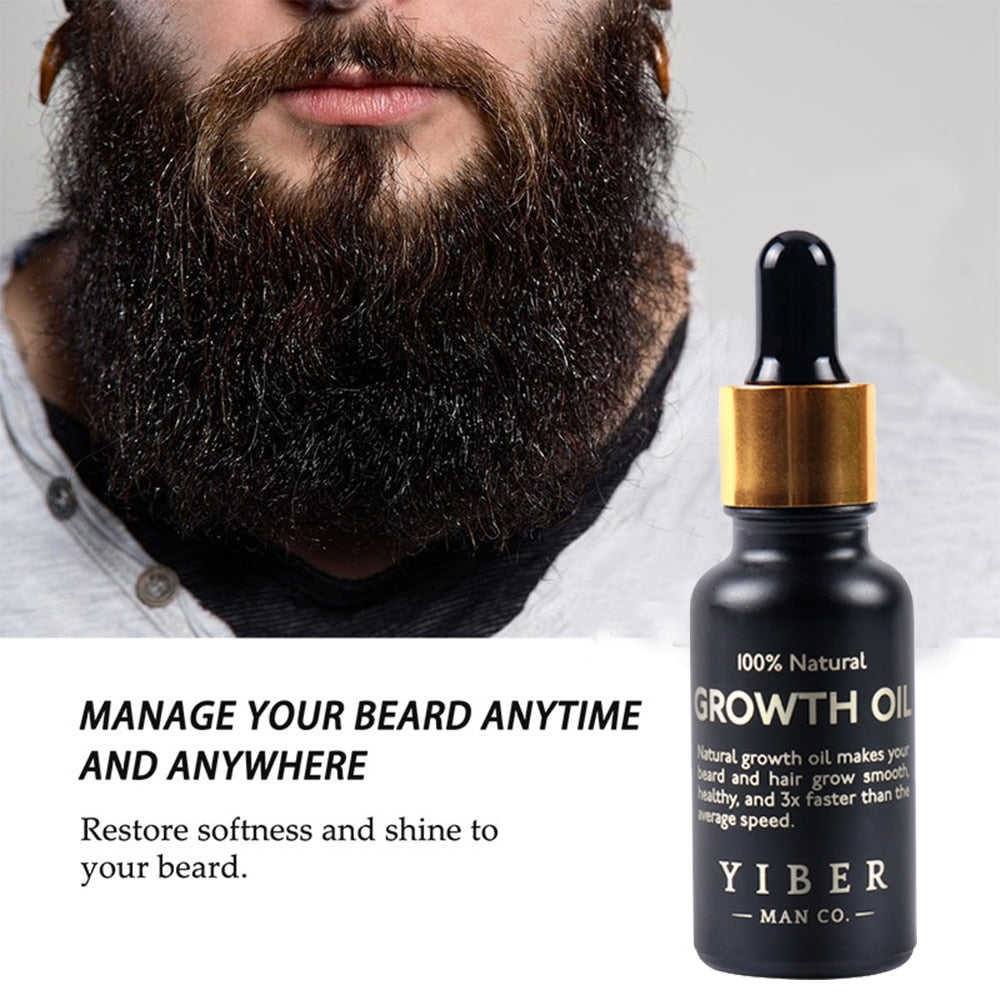 Men Beard Growth  Oil Kit Soften Hair Growth Nourishing Enhancer Beard Wax Balm Moustache Oil Leave-In Conditioner Beard Care - Executive-Skincare