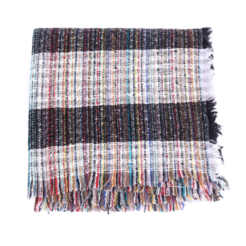 Ladies Circle Gauze Plaid Bristle Square Scarf - Executive-Skincare