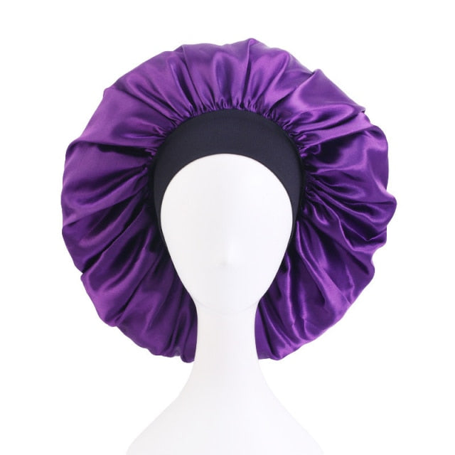 Women Satin Round Cap Sleep Hat Hair Protection Care - Executive-Skincare