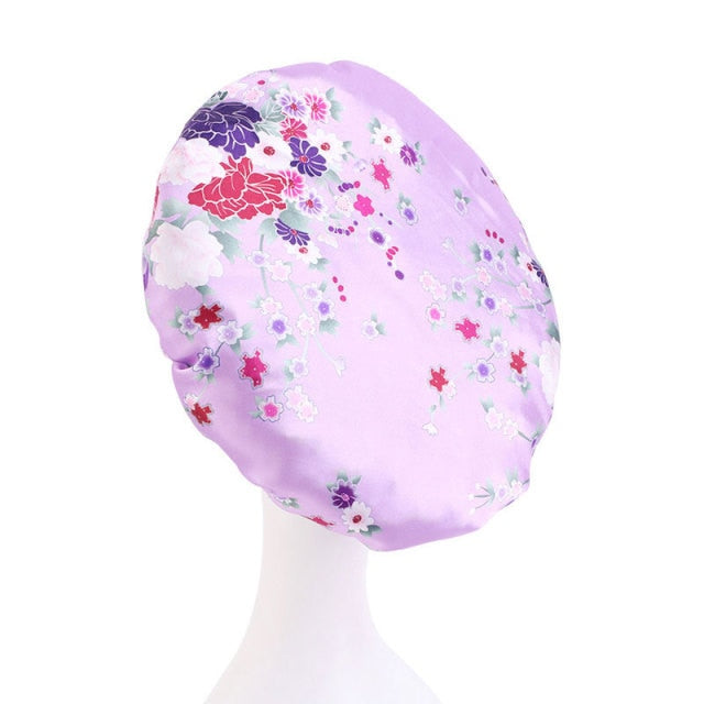 Women Satin Round Cap Sleep Hat Hair Protection Care - Executive-Skincare