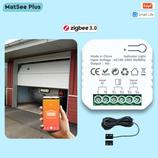 Tuya Smart Life Zigbee Garage Door Opener Controller App Remote Control Supports Alexa Google Home Zigbee2Mqtt Gateway Needed