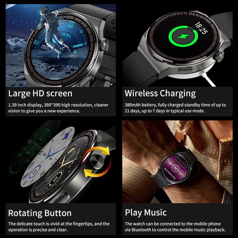 LIGE New Smart Watch Men AMOLED 390*390 HD Screen Always Display Time Fitness Bracelet Waterproof Stainless Steel Smartwatch Men - Executive-Skincare