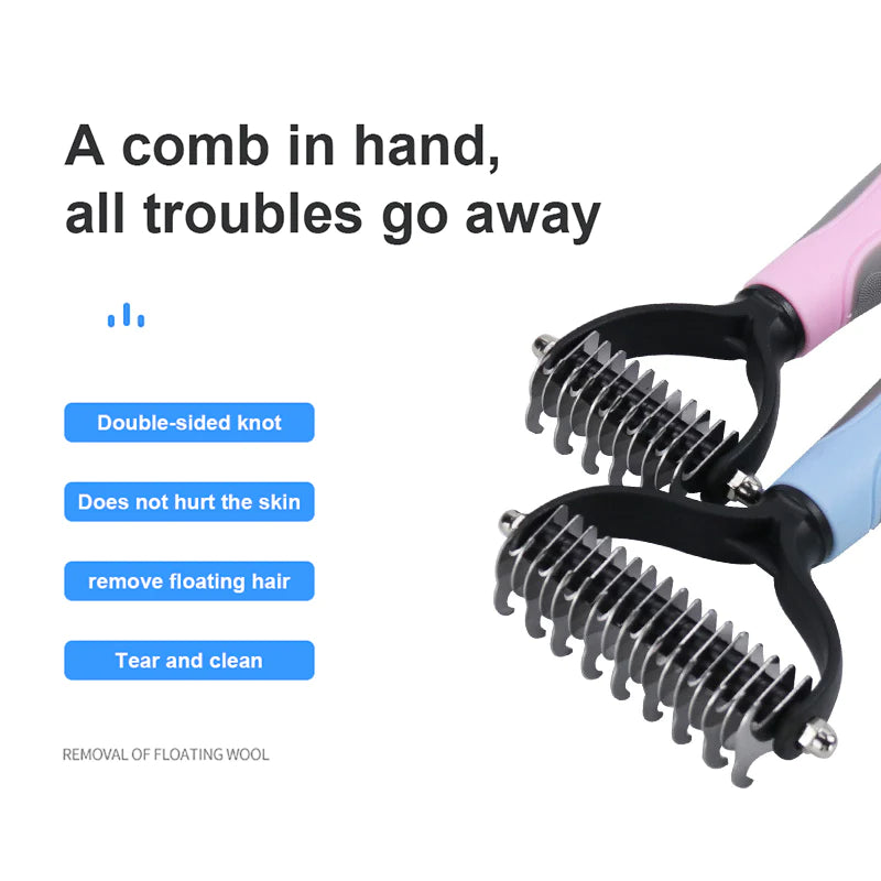 Dog Brush Pet Dog Hair Remover Cat Comb Grooming and Care Brush for Matted Long Hair and Short Hair Curly Dog Supplies