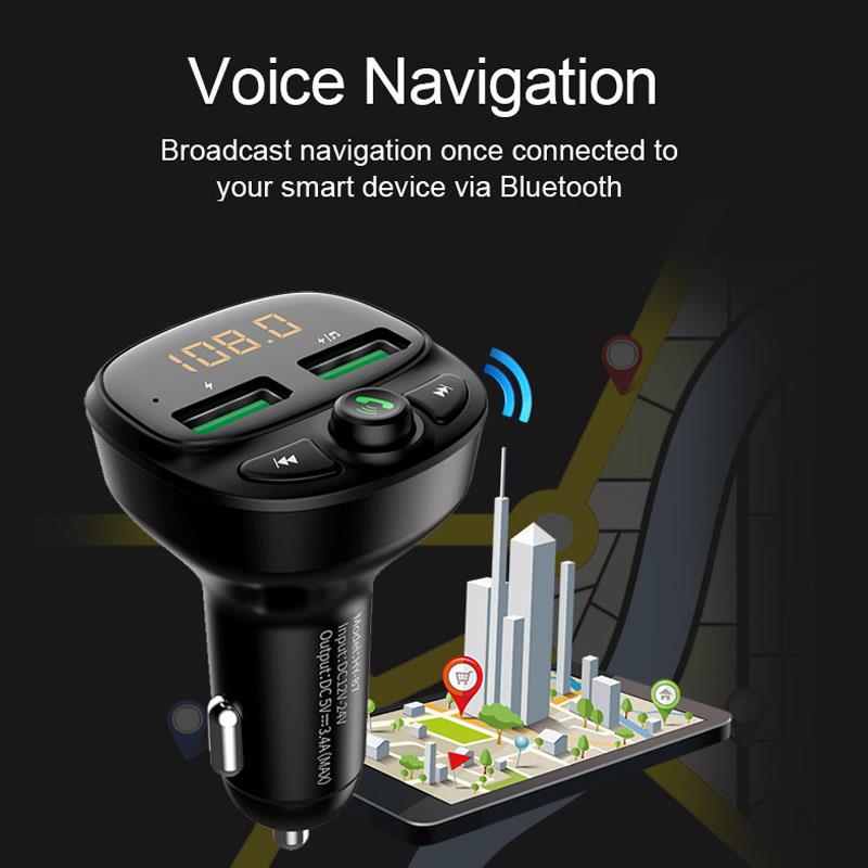 Car FM Transmitter Bluetooth 5.0 Dual USB Charger - Executive-Skincare