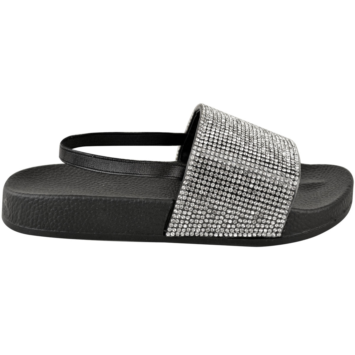 LEVELLE KIDS FLATFORM SLIDERS WIT DIAMANTE STRAP & SLINGBACK IN BLACK - Executive-Skincare