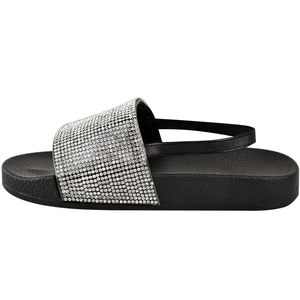 LEVELLE KIDS FLATFORM SLIDERS WIT DIAMANTE STRAP & SLINGBACK IN BLACK - Executive-Skincare