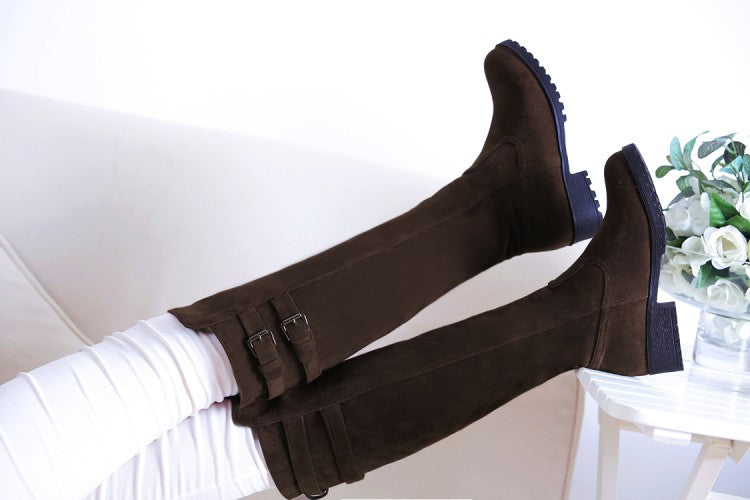 Buckle Low Heels Winter Knee High Boots - Executive-Skincare