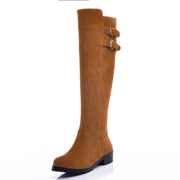 Buckle Low Heels Winter Knee High Boots - Executive-Skincare