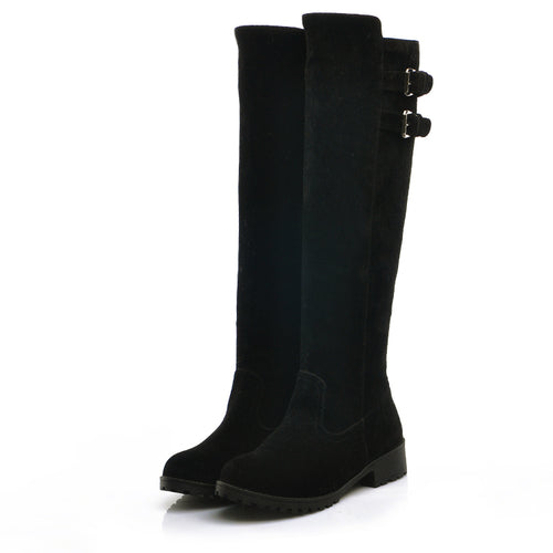 Buckle Low Heels Winter Knee High Boots - Executive-Skincare