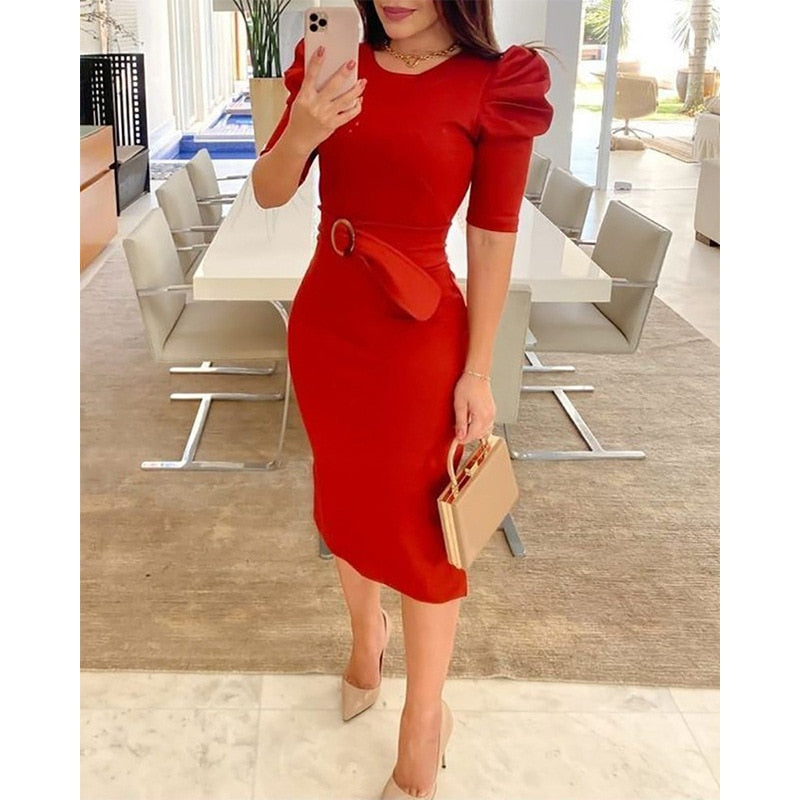 202 New Sexy Tight-fitting Bag Hip Belt Belt One-piece Dress - Dresses - Executive-Skincare