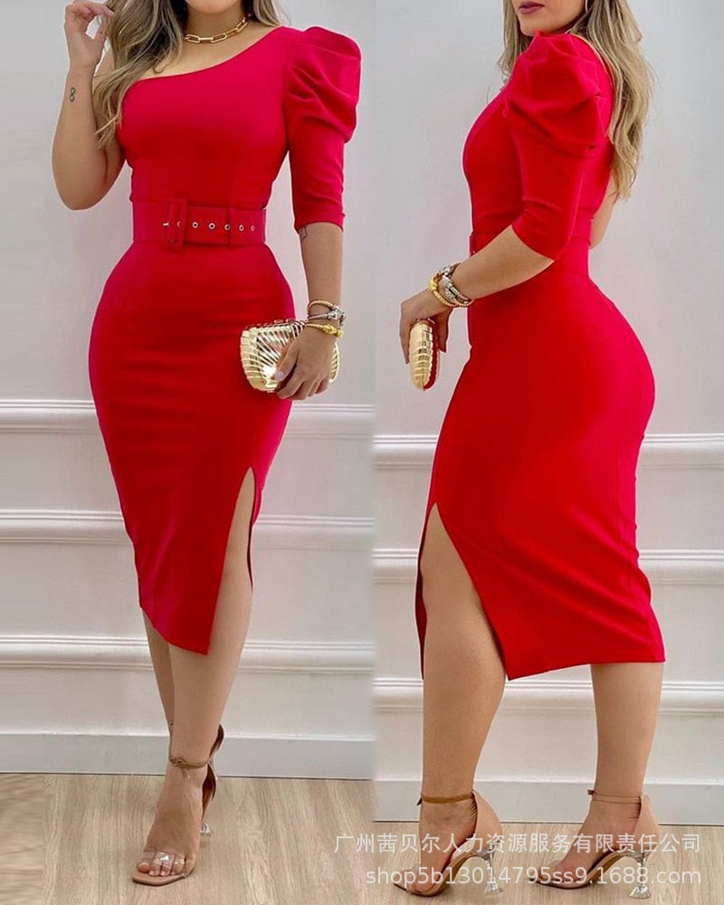 202 New Sexy Tight-fitting Bag Hip Belt Belt One-piece Dress - Dresses - Executive-Skincare