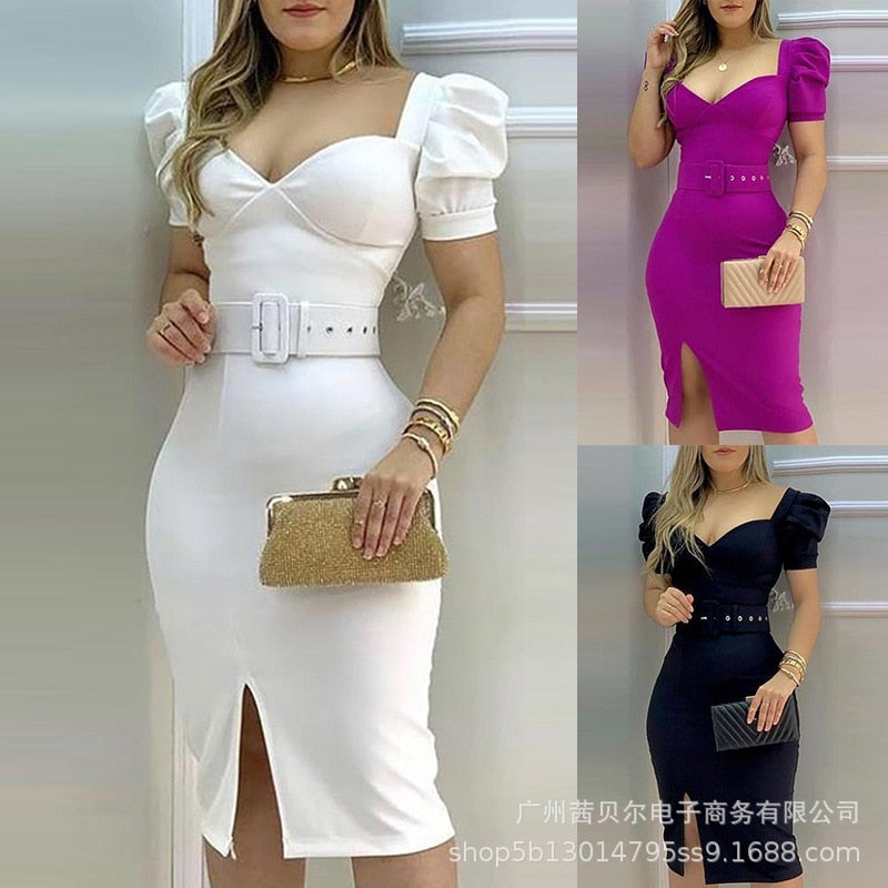 202 New Sexy Tight-fitting Bag Hip Belt Belt One-piece Dress - Dresses - Executive-Skincare