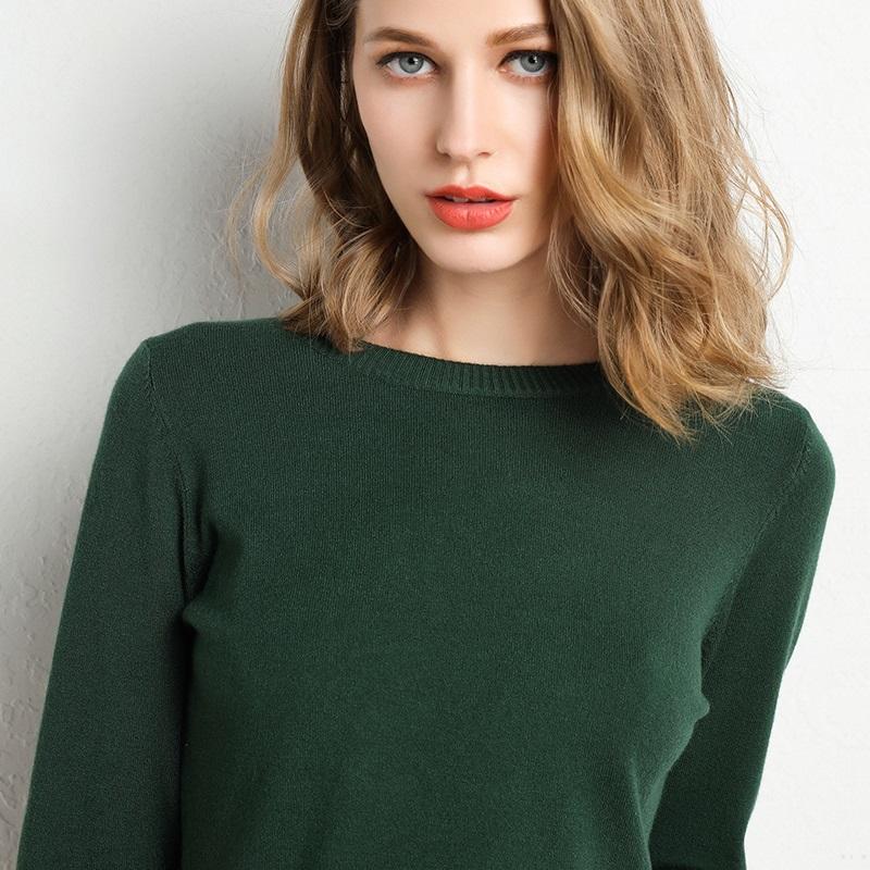 2020 Female Slim O-neck Pullover Cashmere Wool Blending Sweater Autumn - Executive-Skincare