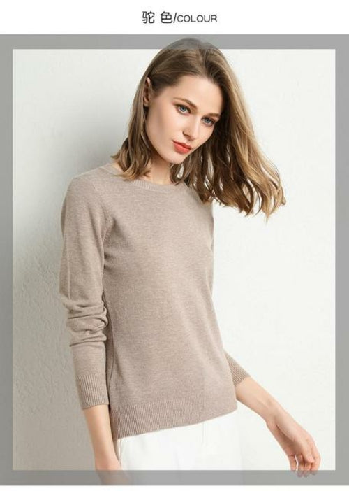 2020 Female Slim O-neck Pullover Cashmere Wool Blending Sweater Autumn - Executive-Skincare