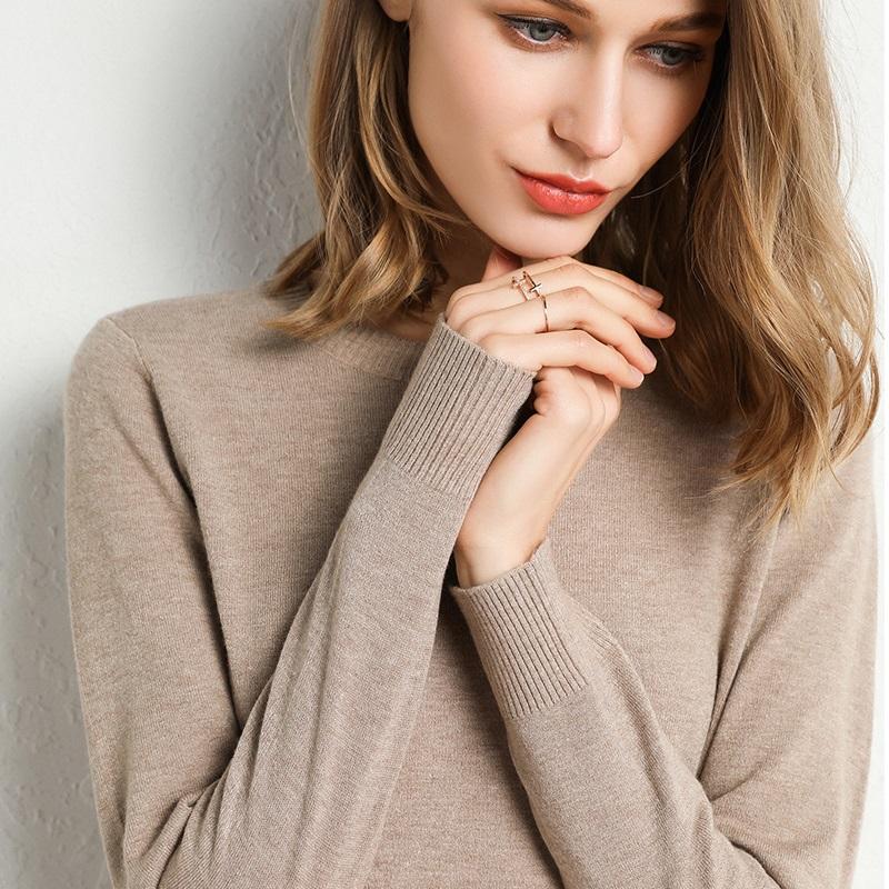 2020 Female Slim O-neck Pullover Cashmere Wool Blending Sweater Autumn - Executive-Skincare