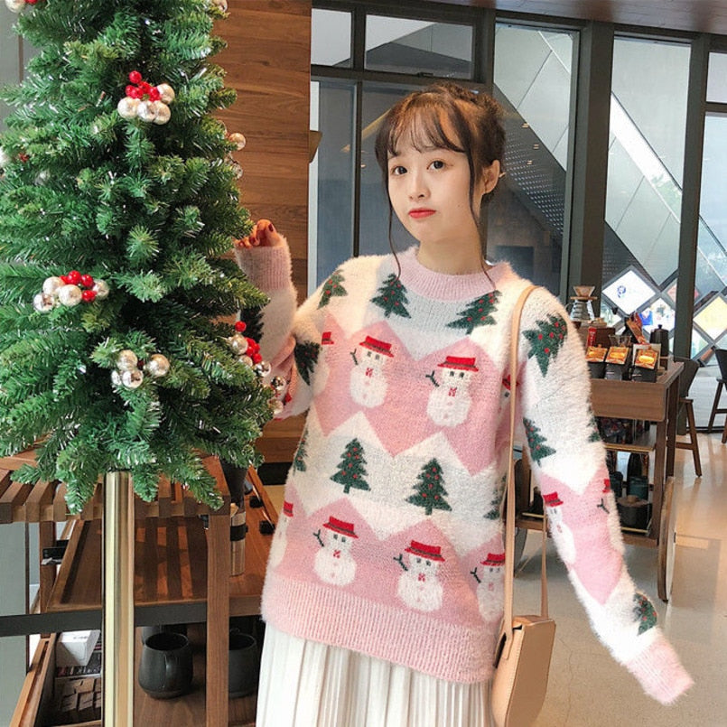 2020 autumn and winter printed Christmas sweater women Korean version - Executive-Skincare