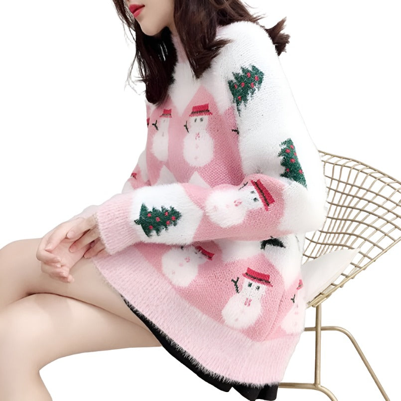 2020 autumn and winter printed Christmas sweater women Korean version - Executive-Skincare