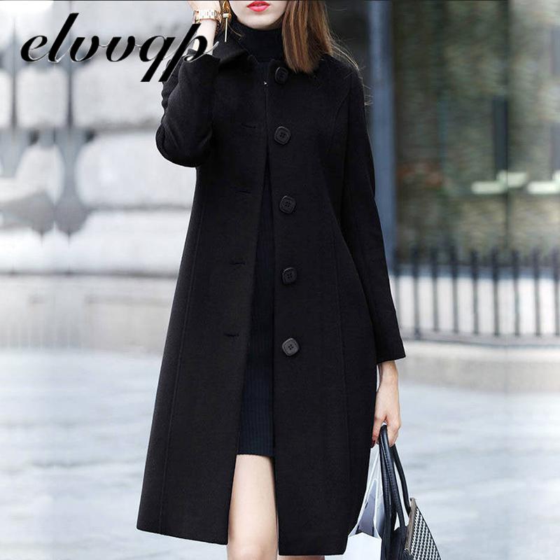 2021 New Fashion British Solid Button Woolen Coat Women Long Sleeve - Executive-Skincare