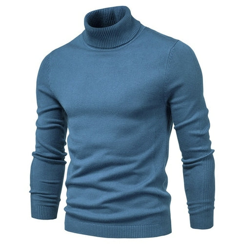 2021 New Winter Men Turtleneck Sweater Casual Solid Color Warm - Executive-Skincare