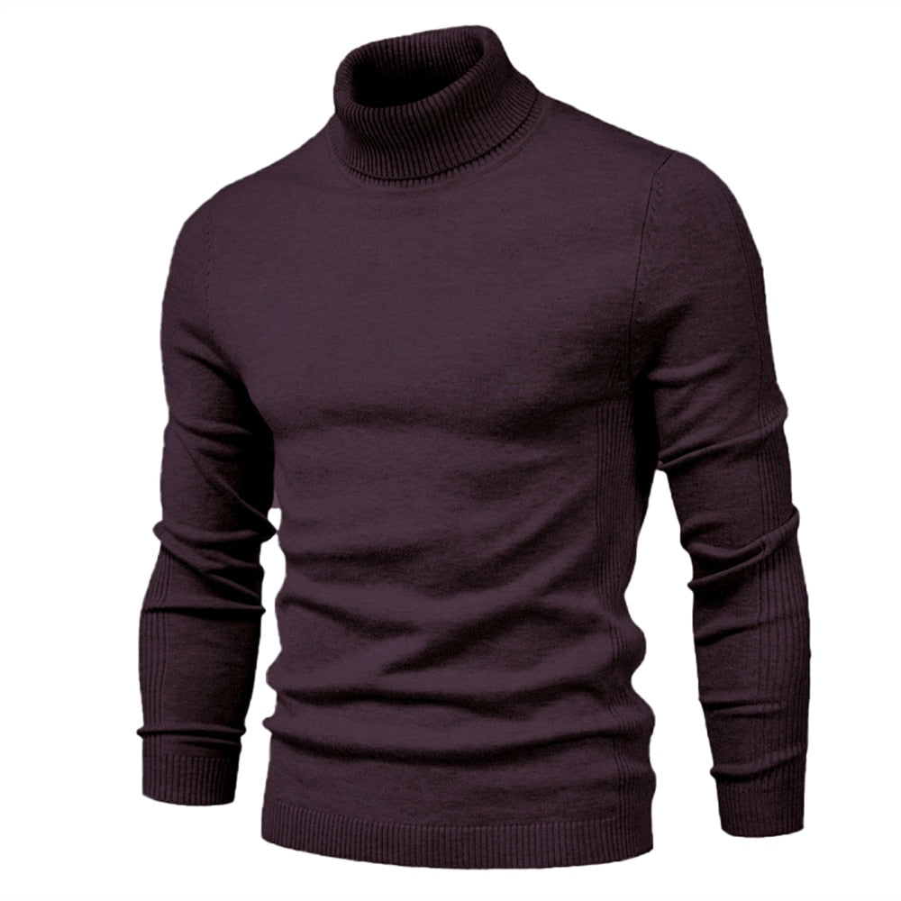 2021 New Winter Men Turtleneck Sweater Casual Solid Color Warm - Executive-Skincare