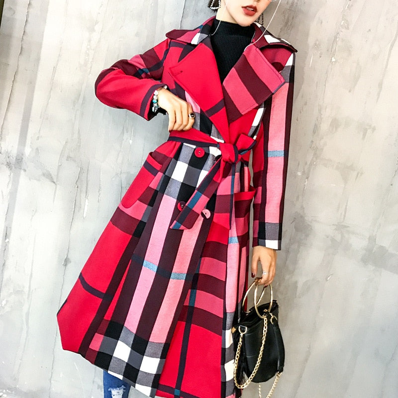 2021 American Women's Autumn And Winter New Plaid Lapel Mid Length - Executive-Skincare