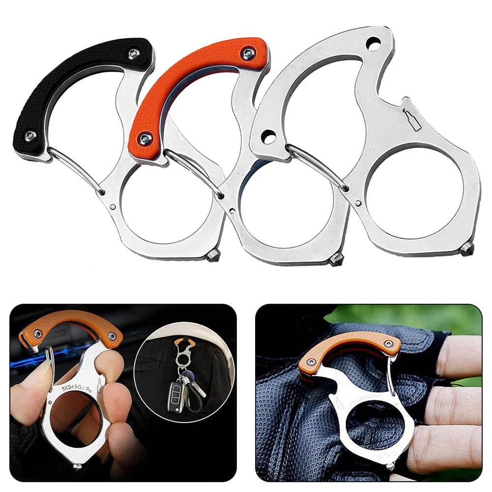 Multifunction Stainless Steel Car Key Buckle Holder Self Protection Snap Hook Keychain Jewelry Keyring Motorcycle Unisex Gift