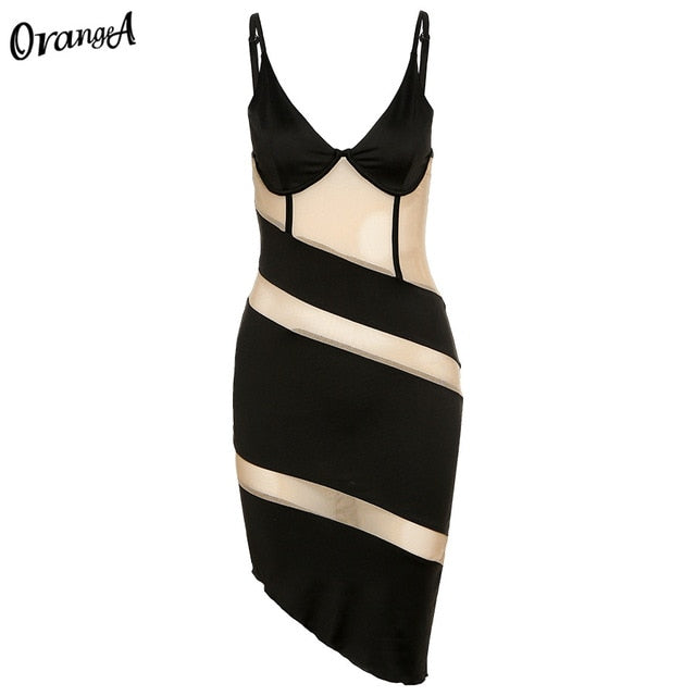 Black sexy V-Neck Sleeveless Dress - Executive-Skincare