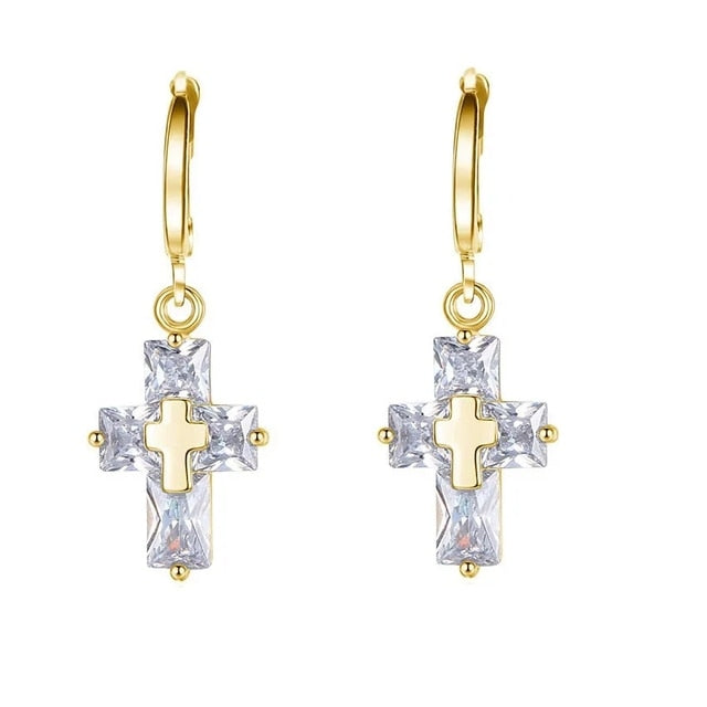 Transparent Cross Necklace and Earrings - Executive-Skincare