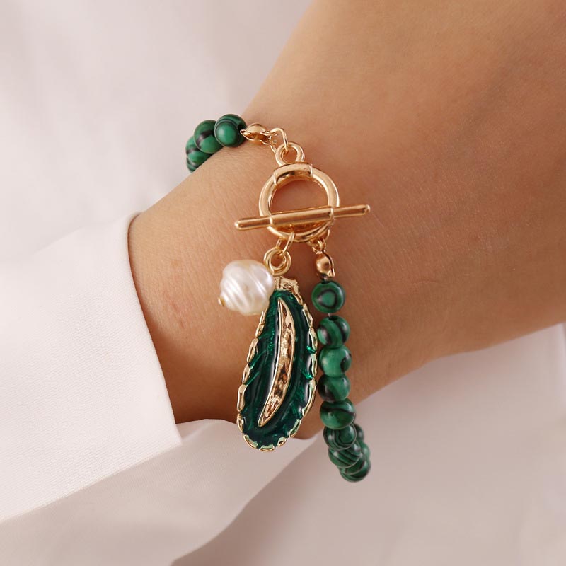 Spirit of Nature Malachite Pearl Necklace and Bracelet - Executive-Skincare