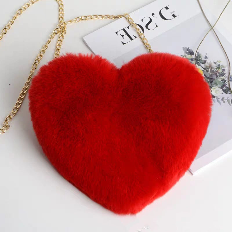 Love Bags For Women Plush Chain Shoulder Bags Valentine's Day Party Bag - Executive-Skincare