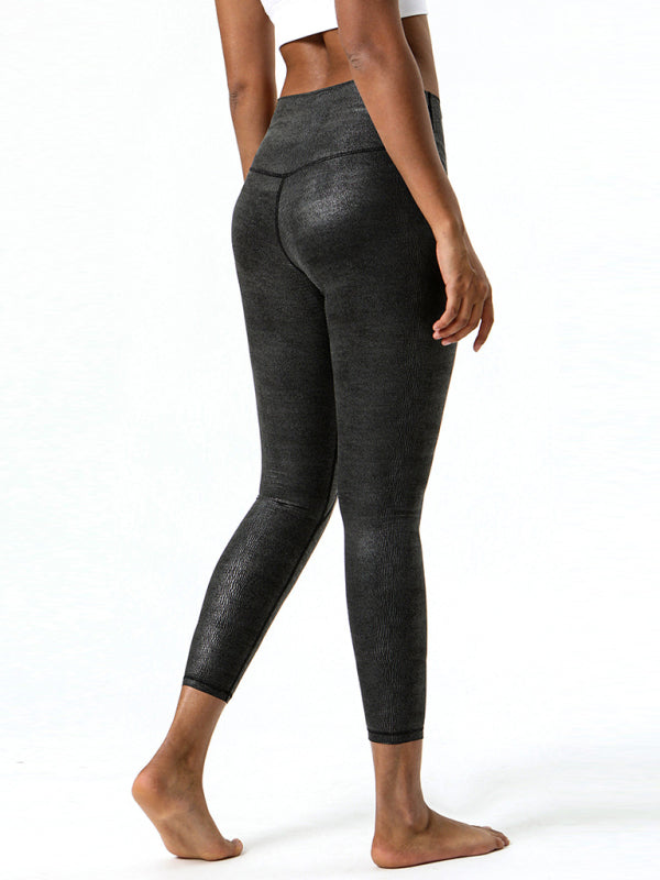 Textured-leather high-stretch yoga pants - Executive-Skincare