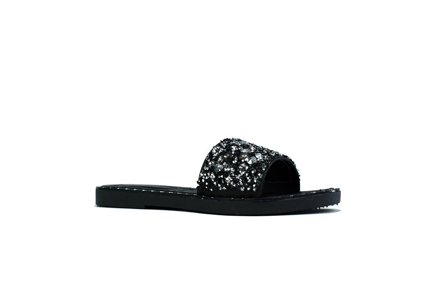 Women's Single Platform Glitter Sliders Black - Executive-Skincare