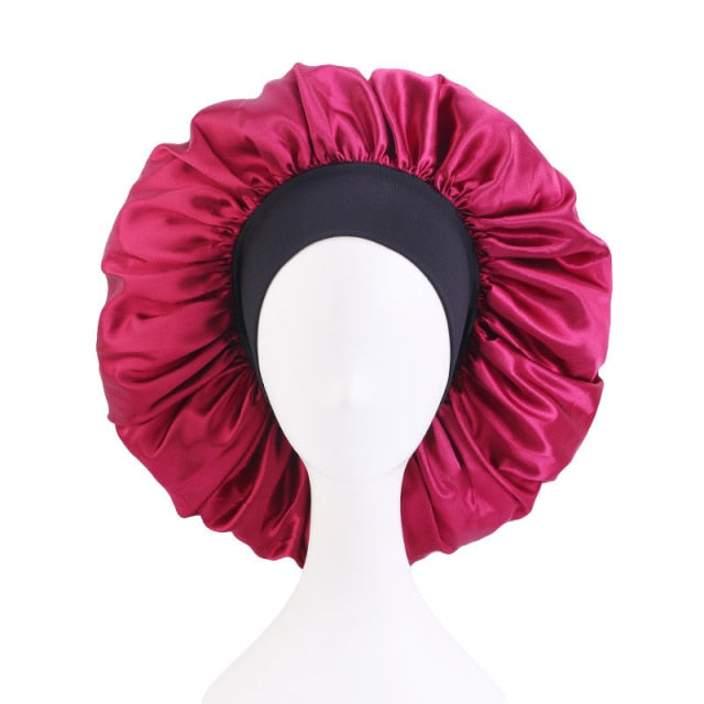 Women Satin Round Cap Sleep Hat Hair Protection Care - Executive-Skincare