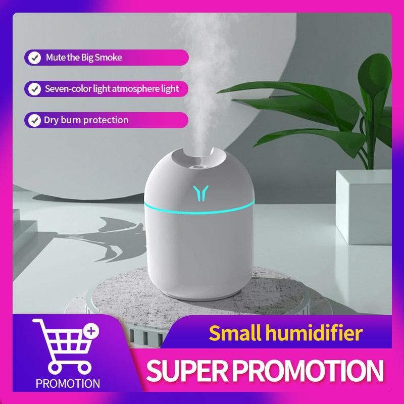 250ML Mini White Ultrasonic Air Humidifier Romantic Light USB Essential Oil Diffuser Car Purifier Aroma Anion Mist Maker With LE - Image #1