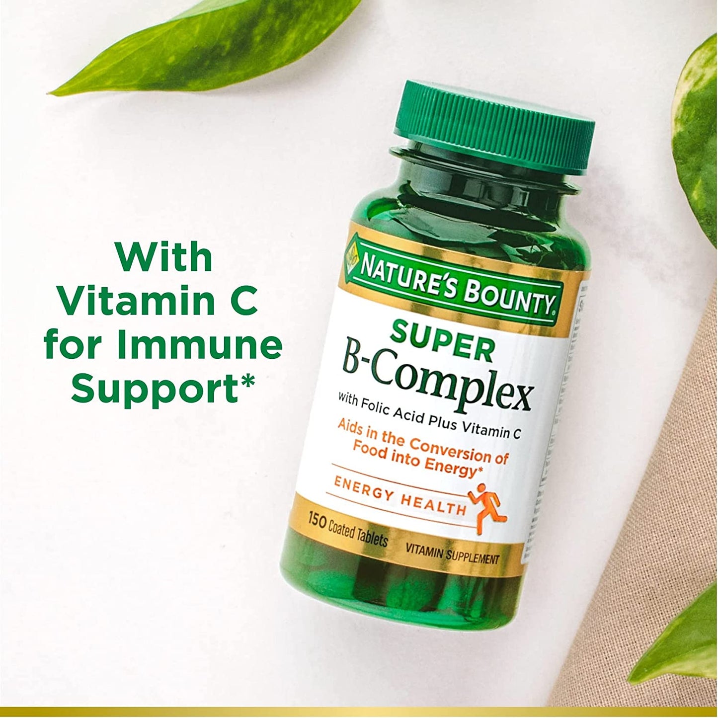 Nature'S Bounty, Super B Complex with Vitamin C & Folic Acid- Immune&Energy Support - 150 Tablets,