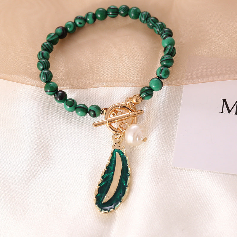 Spirit of Nature Malachite Pearl Necklace and Bracelet - Executive-Skincare