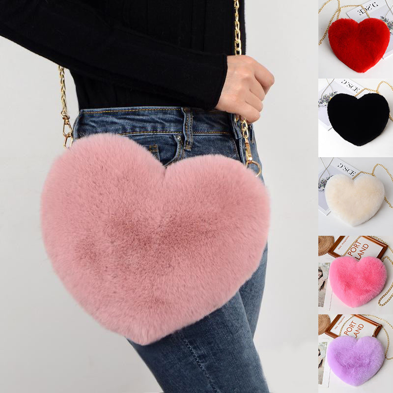 Love Bags For Women Plush Chain Shoulder Bags Valentine's Day Party Bag - Executive-Skincare