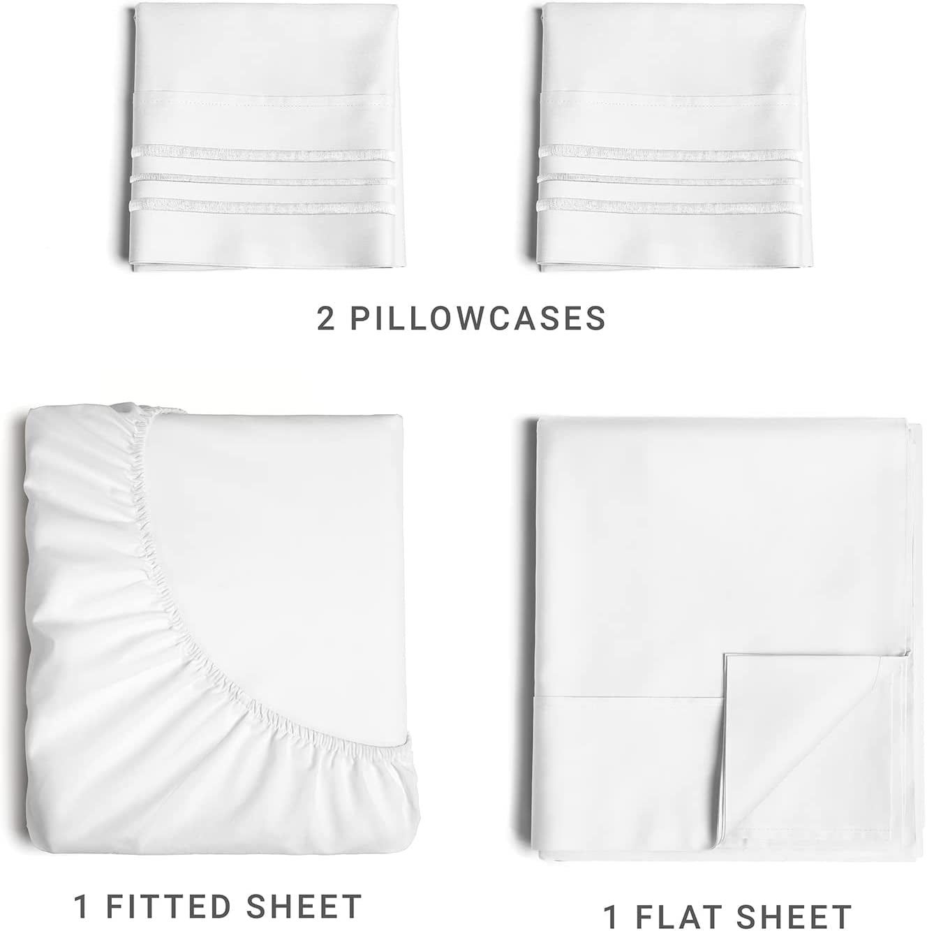 Queen Size Sheet Set  Breathable & Cooling  Hotel Luxury Bed Sheets  Extra Soft  Deep Pockets  4 Piece Set - Wrinkle Free  White  4 PC