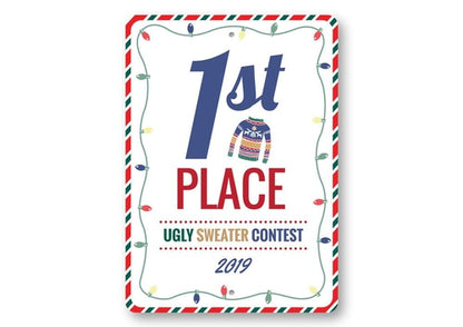 1st Place Ugly Sweater Contest Sign - Executive-Skincare