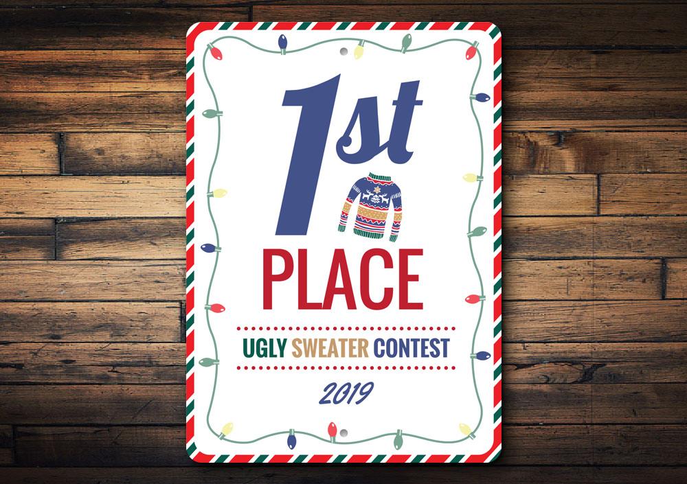 1st Place Ugly Sweater Contest Sign - Executive-Skincare