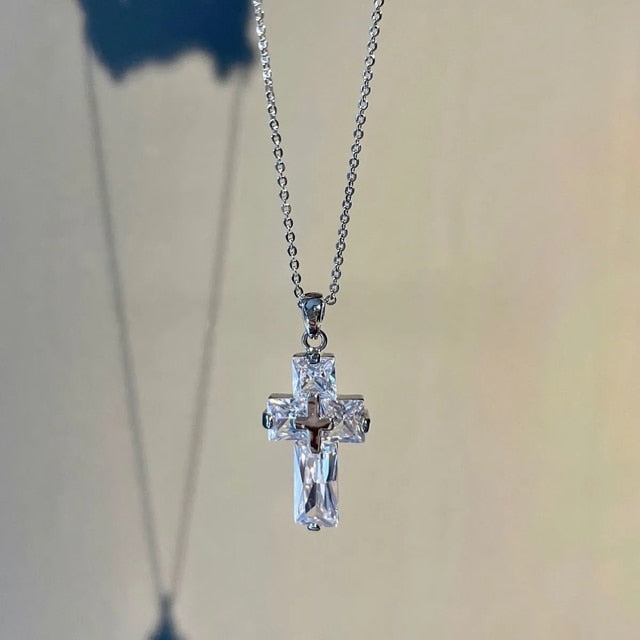 Transparent Cross Necklace and Earrings - Executive-Skincare