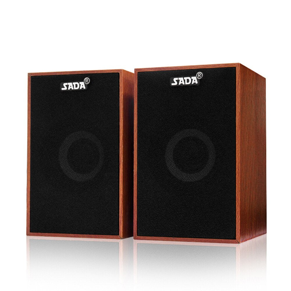 SADA V-160 Speakers USB Wired Wooden Combination Speakers Bass Stereo Music Player Subwoofer Sound Box for Computer Smart Phone