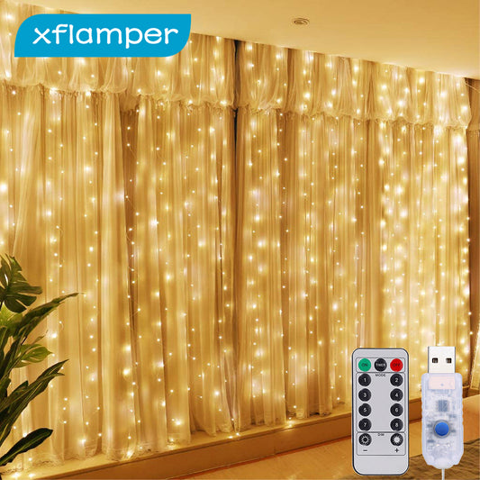 3m Usb Window Curtain Lights Remote Control 8 Modes Garland For - Executive-Skincare