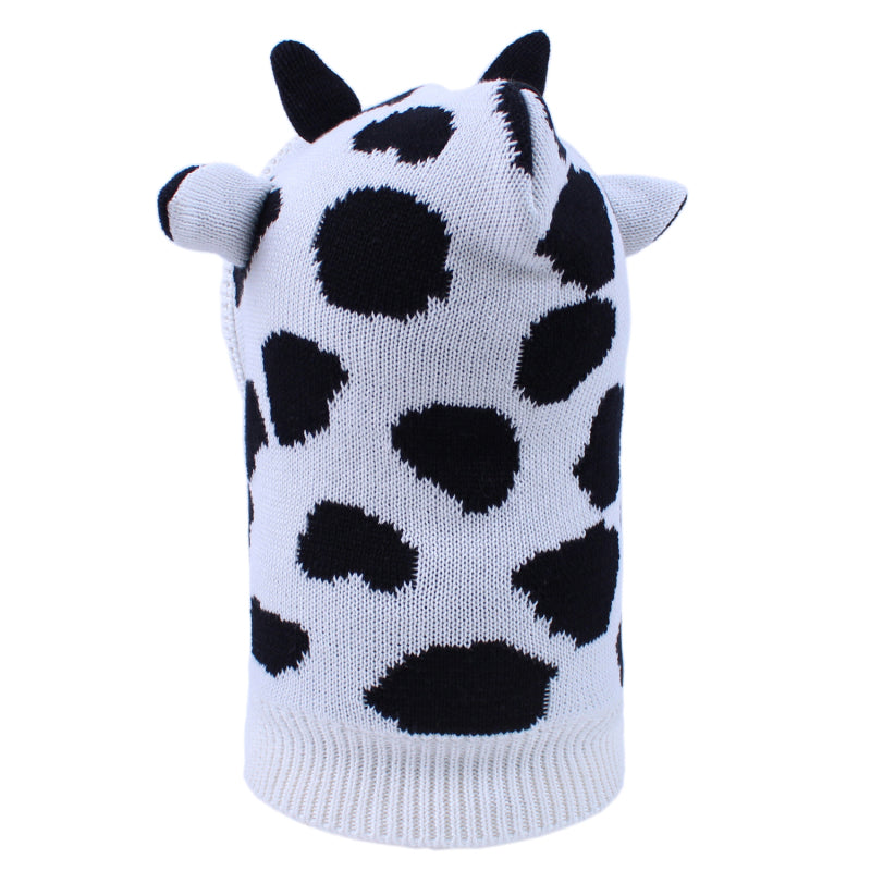 Children'S Bib All-In-One Cartoon Animal Baby Plus Velvet Knitted Hat - Executive-Skincare