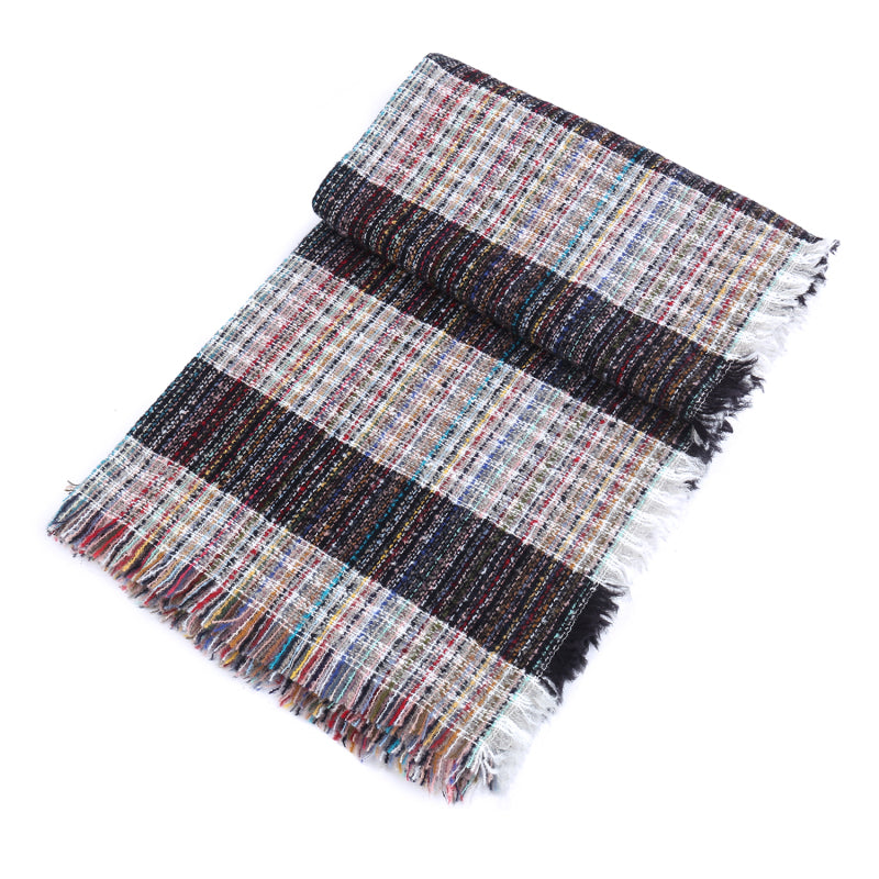 Ladies Circle Gauze Plaid Bristle Square Scarf - Executive-Skincare