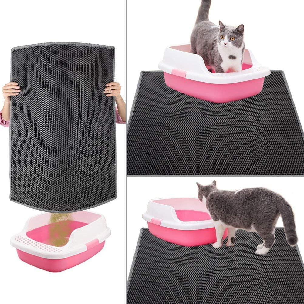 "Ultimate Cat Litter Mat - Double Layer, Waterproof & Urine Proof - Traps Messes Efficiently! (24"X15", Stylish Gray)"