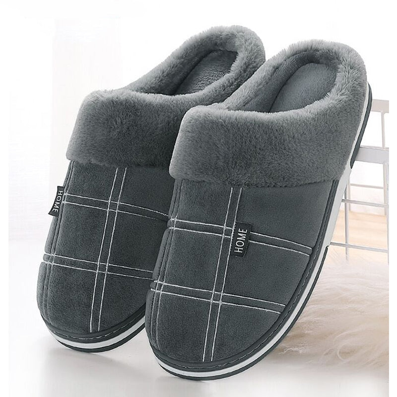 Suede Gingham Plush Slippers - Executive-Skincare