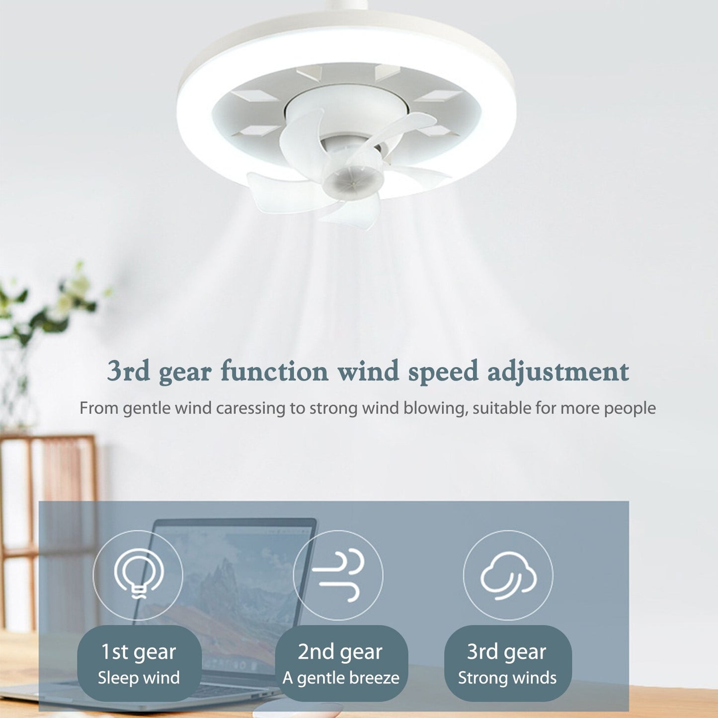 Night Market Fan Lamp 48/60W Fan Chandelier E27 Lamp Holder 360 Head Shaking 3-Gear Dimmable 3-Speed Wind for Home Children Room