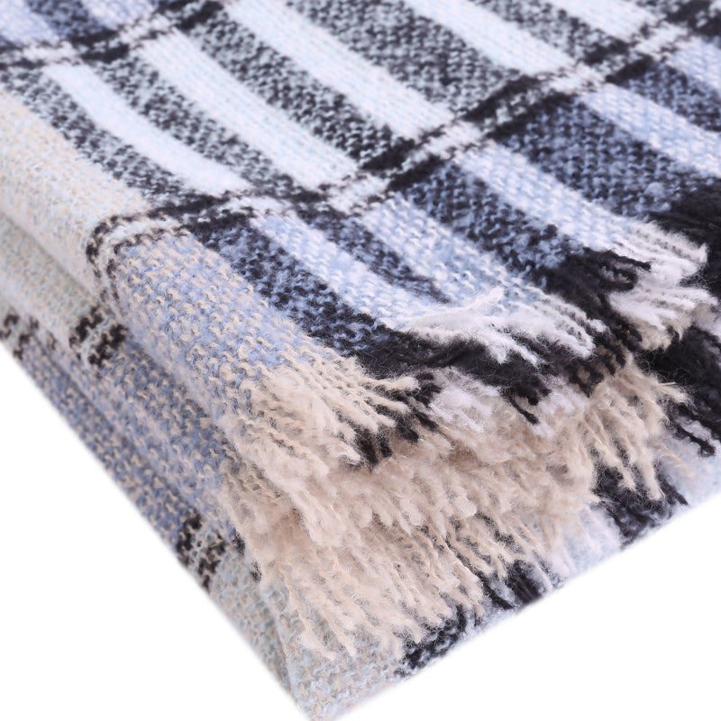 Ladies Circle Gauze Plaid Bristle Square Scarf - Executive-Skincare