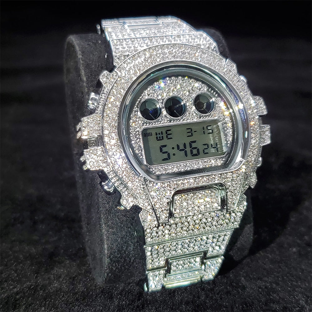 Ladies Digital Diamond Quartz Wristwatches - Executive-Skincare